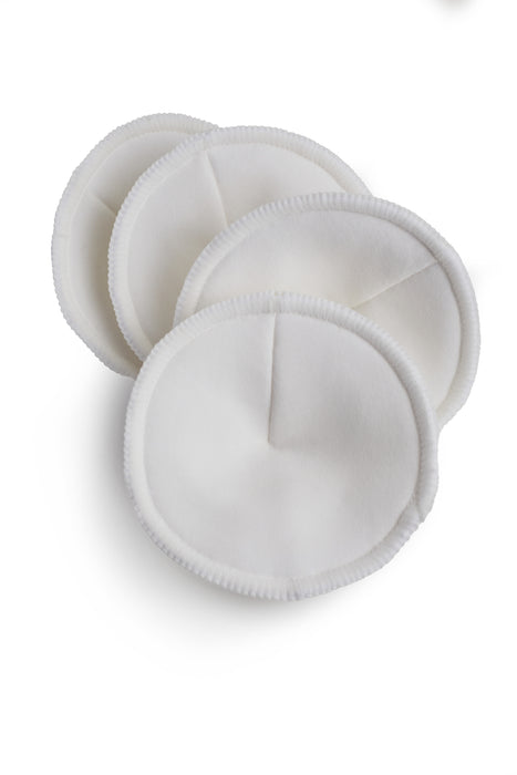 4 Packs Nursing Breast Pads Washable Reusable Breastfeeding Cotton Pads for Overnight Leak Protection - Pastel Touch, White