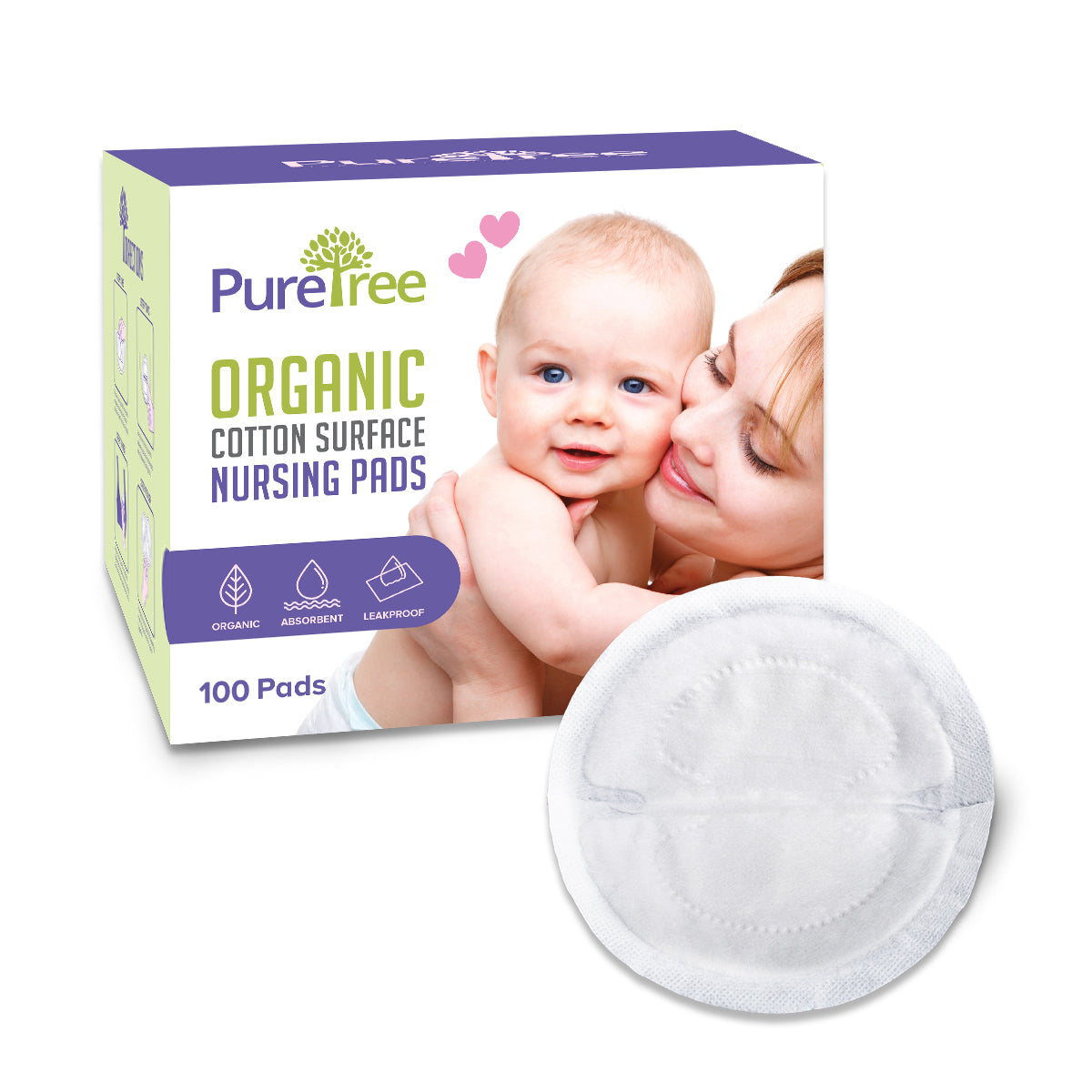 Organic Washable Breast Pads Reusable Breathable Absorbent Nursing Pads for  Breastfeeding, 40 Pack 